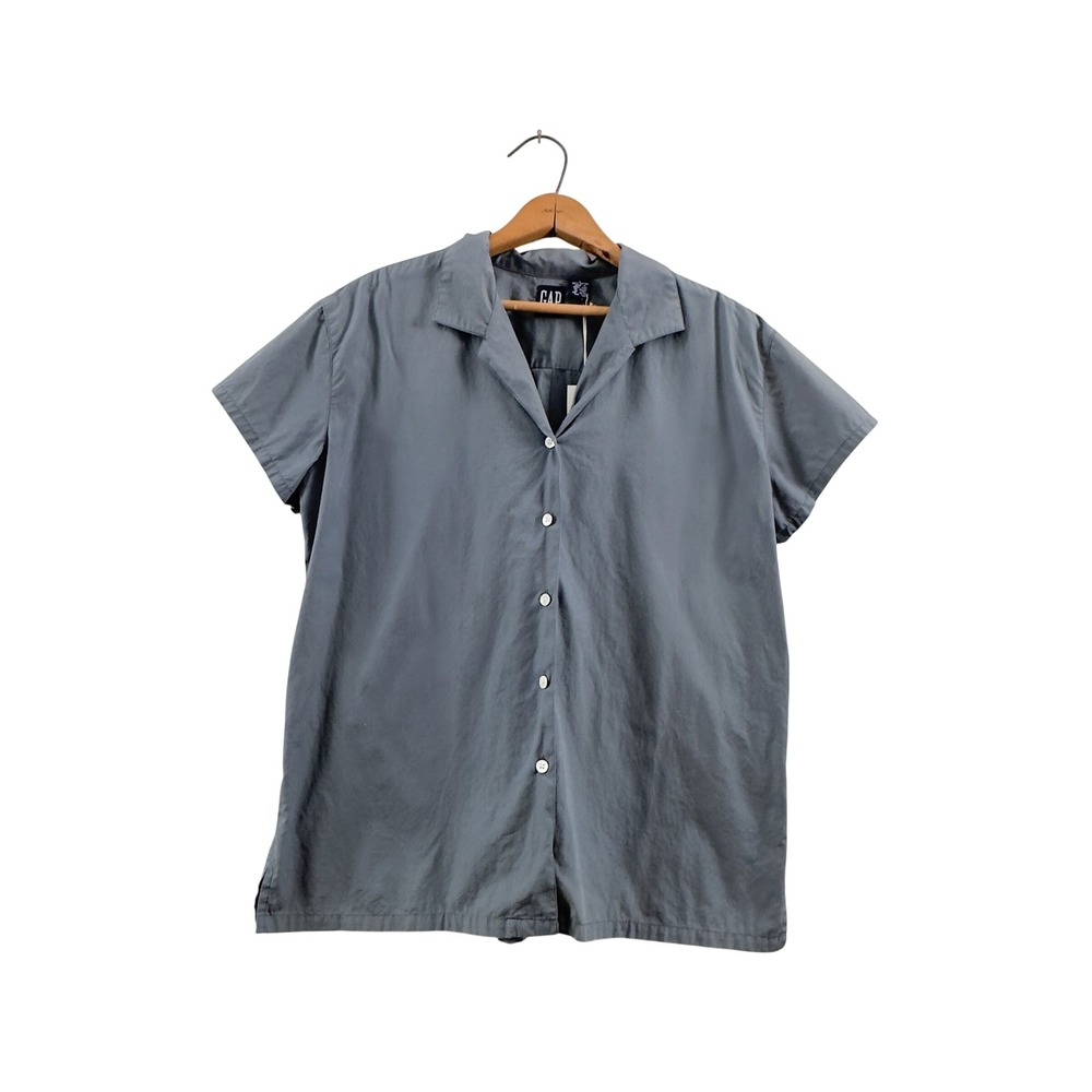 Vintage 90's Gap Button‎ Up Shirt Blue Grey Cotton Large